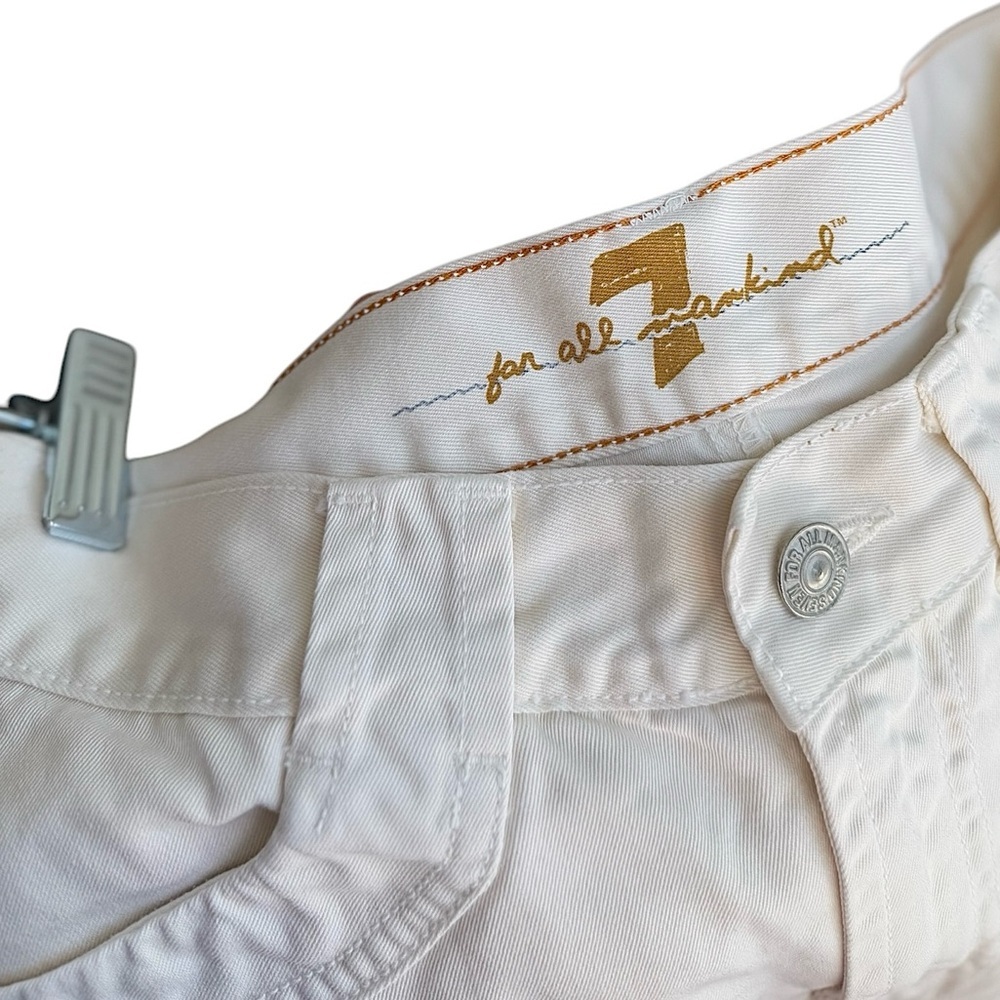 7 For All Mankind Early 00s Jerome Dahan Cream Cotton Vintage Mid Rise Skirt 26 - Picture 4 of 8